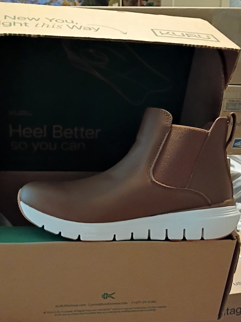 KURU Flex Astra Brown Leather Ankle Boots with Plantar Fascitis Arch Support 8